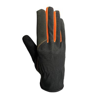 China Breathable Leather Polyester Back Gloves Flower Snagging Driving Safety Work Gloves for sale