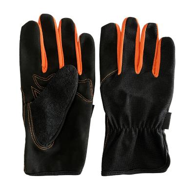 China Breathable Polyester Back Customized Flower Synthetic Leather Unisex Bamboo Gardening Gloves Work Gloves for sale