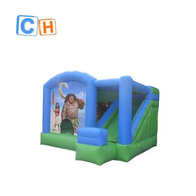 China PVC Tarpaulin Moana Kids Inflatable Playhouse Jumping Bouncer For Party Bounce House With Inflatable Slide For Outdoor Event for sale