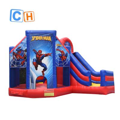 China PVC ch bouncy castle 0.55mm PVC bouncy house for kids commercial low price spiderman bouncy castle for sale