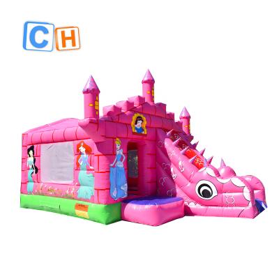 China Commercial Inflatable Princess Bouncer Slide Combo , PVC Inflatable Slide For Kids for sale