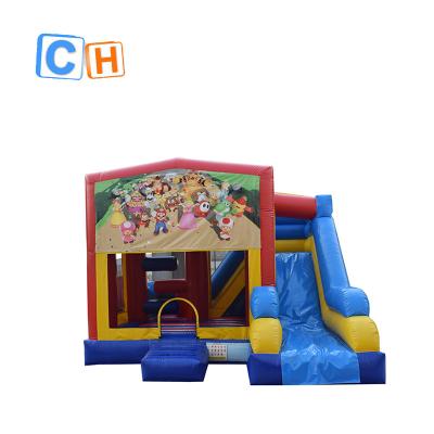 China Commercial PVC Different Themed Inflatable Bounce House Inflatable Bouncer With Detachable Banner for sale