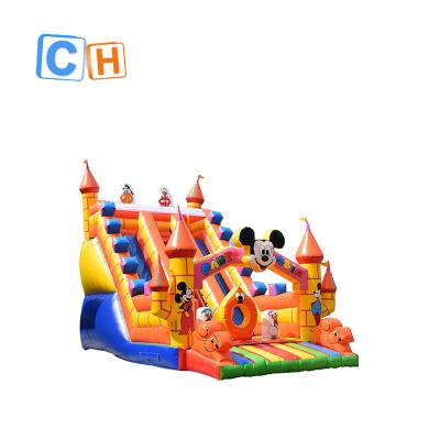 China PVC Tarpaulin Cartoon Inflatable Dry Slide For Kids Inflatable Castle Paradise Best Inflatable Slide PVC Dry Slides For Sale for sale