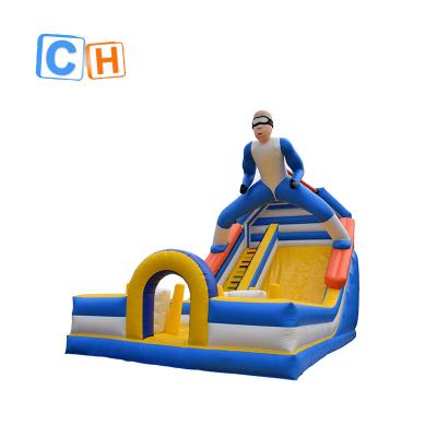 China PVC Tarpaulin Inflatable Commercial Giant Snow Racing Inflatable Dry Slides Man Theme Toboggan Skiing Slides For Sale for sale