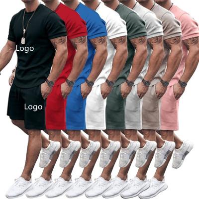 China 2021 Wholesale Summer Men QUICK DRY Casual Shorts Sets Short Sleeve O NeckT Shirt Shorts 2 Piece Set Solid Mens Tracksuit Brand Clothing for sale