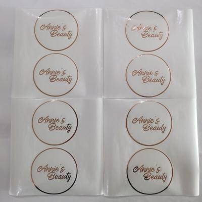 China Waterproof Heatproof Custom Waterproof Gold Foil Logo Label Sticker Adhesive PE Synthetic Paper Flat Sheet Roll Label Sticker for sale