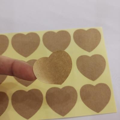 China Waterproof Heatproof Custom Kraft Paper Adhesive Logo Label Sticker Printing, Synthetic Paper Roll Label Sticker Love Heart Thank You Sticker for sale