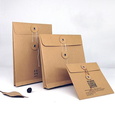 China Recyclable Button Envelope Gift Wrap And Twine Closure Kraft Paper For Apparel Printing Invitation Envelope for sale