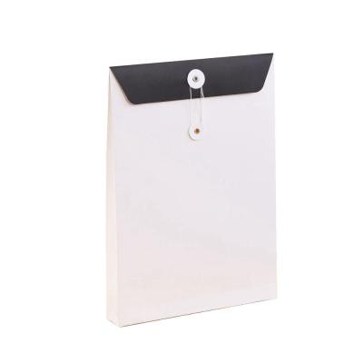 China Practical White Kraft Paper A4 Button And String Closure And Portable Custom Size Wrap T-shirt Packaging for sale