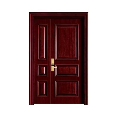 China Waterproof solid wood relates to line double door villa engineered oak buckle solid wood door for sale