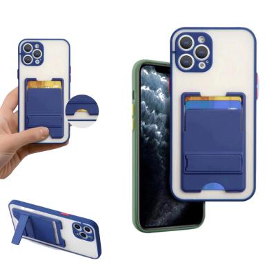 China New Shockproof 2-in-1 Card Border Cover Bracket Protective Mobile Cards Case For iPhone 13 for sale