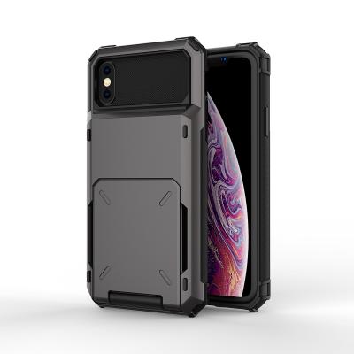 China Eco-friendly Protective Soft Hard Back Cover Of Insert Card Slot Phone Case PC+TPU Mobil For iPhone XS for sale