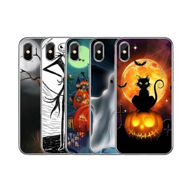 China Shockproof Phone Case Low Price Customize Logo OEM Halloween Series Printing Painted TPU Mobile Cases Covers For iPhone X XS for sale