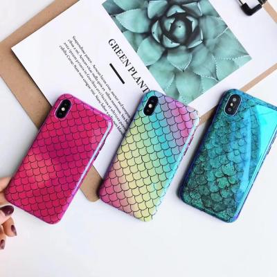 China Light Weight For Apple XSMAX Case Blue Laser Ray Fish Scale PU TPU For IPhone7plus Soft Case on Wholesale for sale