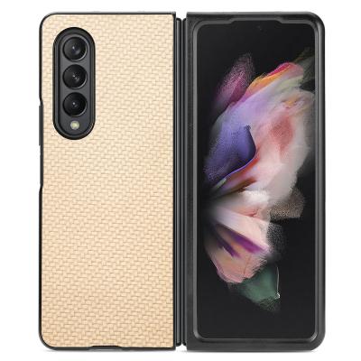 China Anti-fall Cloth Cover Pattern Hard PC Full Coverage Foldable Phone Case For Samsung Z Fold 3 for sale