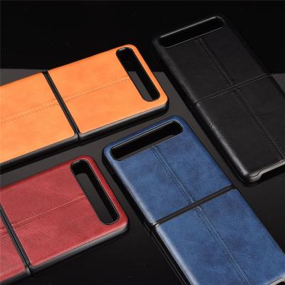 China Anti-drop Hard PC PU Leather Case For Samsung Z Flip Retro Leather Mobile Phone Full Coverage Cover For Glaxy Z Flip for sale