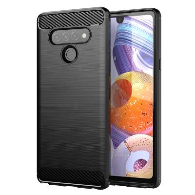 China Slim Soft Carbon Fiber TPU Silicone Back Cover Brush Case Slim Soft Carbon Fiber TPU Silicone Back Cover Brush Case For LG K71 for sale