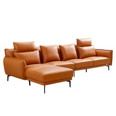 China 102529 Contemporary Adjustable Living Room Furniture Wood Genuine Leather Upholstered Sectional Sofa (Other) for sale