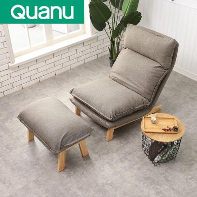 China DX106059 Environmentally friendly modern wooden soild seater fabric leisure chair single armchair sofa with footstool for sale