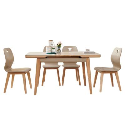 China 120799 Modern Adjustable Wood Home Furniture Extendable Extendable Dining Table Sets With 4/6 Chairs for sale