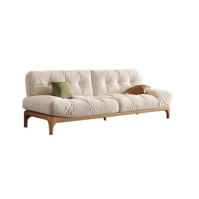 China Cloud Sofa Living Room Small Apartment Modern Simple Removable Solid Wood Tech Fabric Ins Cream Washable Style for sale