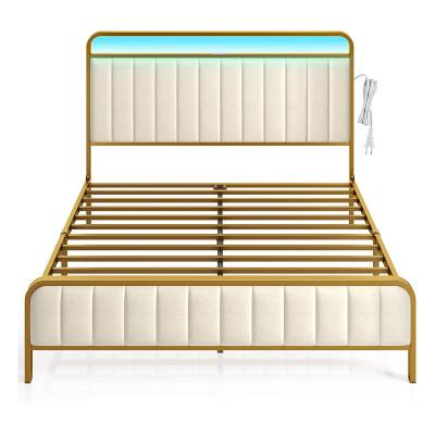 China Large size modular factory direct production smart bed frame with charging station and LED light for sale