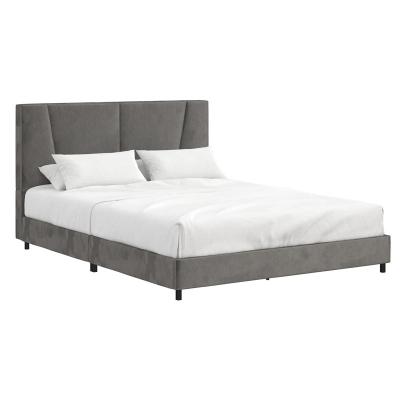 China Unique Eco-Friendly Bed Scenography Velvet Upholstered Platform Bed With Tufted Headboard for sale