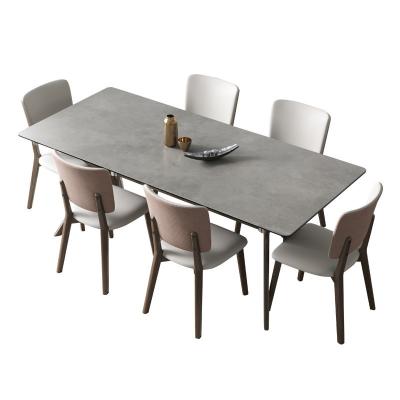 China Extendable solid wood rectangular dining table and Nordic slate ash chair combination from Delifeng for sale