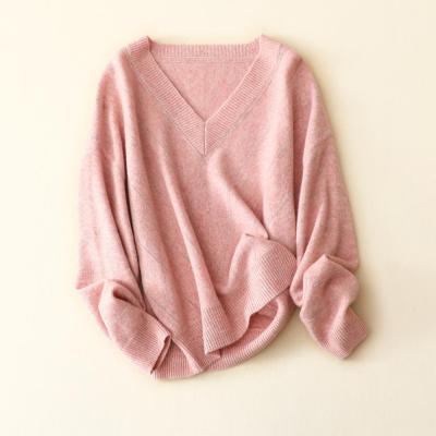 China 100% Cashmere V-Neck Women Anti-Pilling Soft Plain Knit Sweater for sale