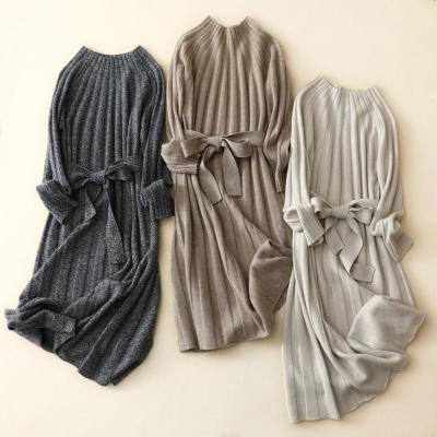 China Solid Color Swatch Accepted Bow Sashes Cashmere Dress Anti-pilling For Winter for sale