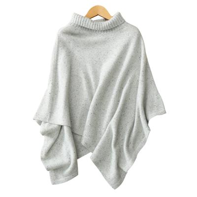 China Fashion turtle neck sweater knitting poncho women's anti-pilling poncho sweater spot color cashmere yarn large for sale