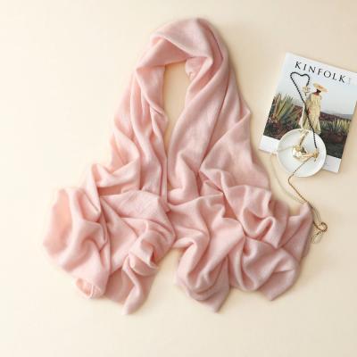 China New design cheap elegant knitted 100% pure cashmere pashmina cashmere scarf women solid color women for sale