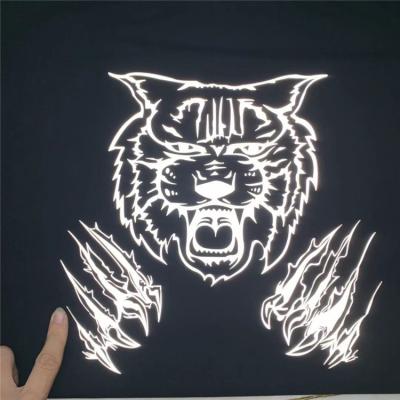 China new design 450cd silver top laser cut iron on custom logo reflective hoodie heat transfer reflex stickers for sale