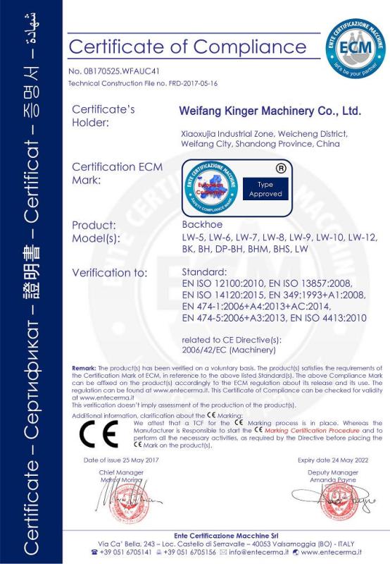 CE - Weifang Kinger Machinery Co., Ltd.