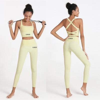 China Bestselling 2 Piece Yoga Set Women Sportswear Breathable Active Feeling Naked Active Wear for sale