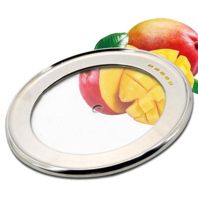 China Sustainable 32cm diameter stainless steel tempered glass lid for cookware cooking pot lid cover for sale