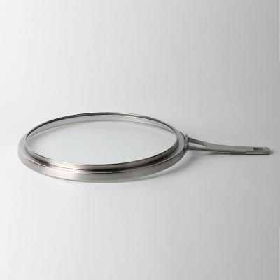 China Heat Resistant 304 Stainless Steel Cookware Jar Lid Viable Glass Lid Steel Handle for sale