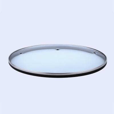 China Sustainable Type Composited Steel Rim Oval Glass Pan Pot And Silicone Glass Cooking Lid for sale