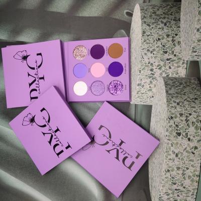 China Wholesale Waterproof Cheap 9 Hole Artist Eye Shadow Palette Glitter Purple Matte Eyeshadow Pigmented Makeup for sale