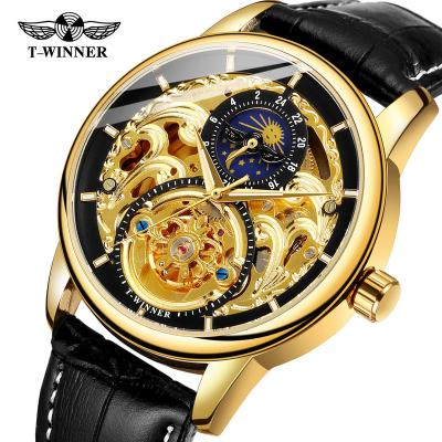 China Wholesale Luxury Watch Men Water Resistant Chronograph 2023China OEM Genuine Leather Skeleton Wrist Watch for sale