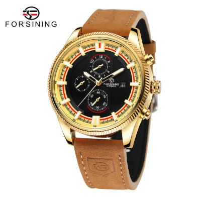 China New Leather Strap Chronograph 2023 Big Color Outdoor Simple Sports Automatic Mechanical Men's Watch for sale