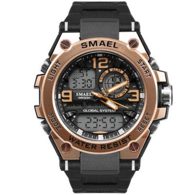 China Wholesale Sport Case TPU Band 50M Water Resistance Fashion Analog Digital SMAEL 1603 Chronograph 2023Top Brand ABS Wrist Watch For Man for sale