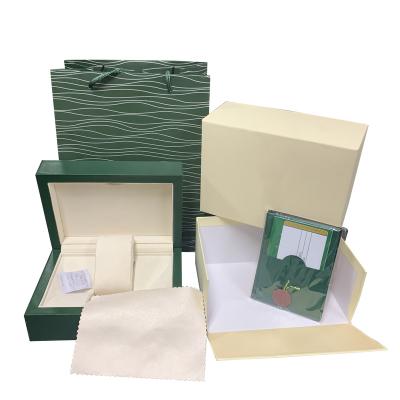 China Simple Luxury Green Leather Wooden Watch Box OEM Storage Gift Packing Watch Box Wooden Cases Sit for sale