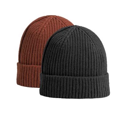 China COMMON Knitted High Quality Spun Acrylic Autumn Winter Solid Color Beanie Hat for sale