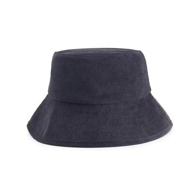 China Image Gray Corduroy Designer Sets Kids Black High Quality Logo Bucket Cap Hat Custom Made for sale