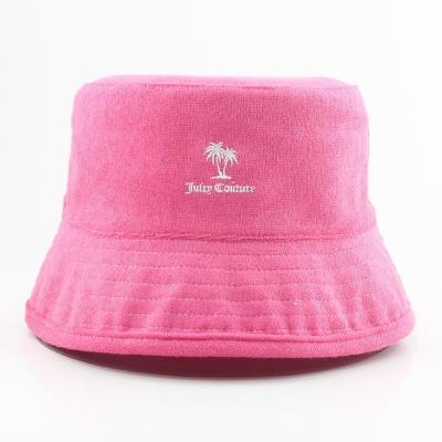 China Terry Cloth Custom Print With Blue Cotton Picture Pink Cotton Men Women Matching Bucket Hat Hat for sale