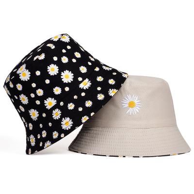 China Women Fashionable Luxury Black White Reversible Character Embroidery Custom Bucket Hat for sale