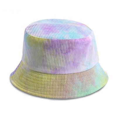 China New Style Picture Tie Dye Corduroy Bulk White Fishing Custom Women Mens Bucket Hat for sale