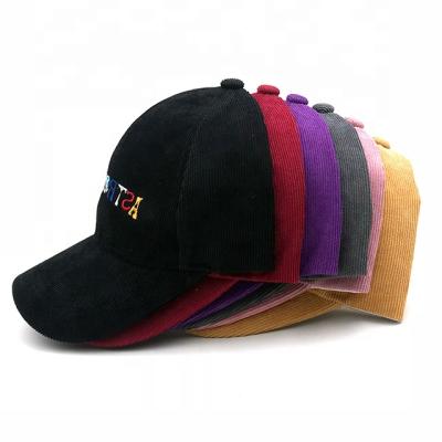 China Custom Embroidery Logo Dad Caps Women's COMMON Wholesale High Quality Adjustable Corduroy Brim Hats for sale