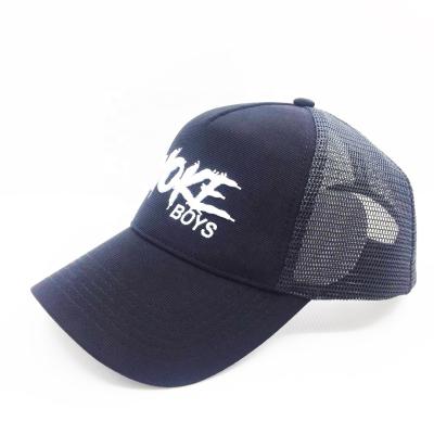 China 2021 COMMON 5 High Quality Custom Twine Panel Black Colors Cotton Embroidery Trucker Hat Hats for sale